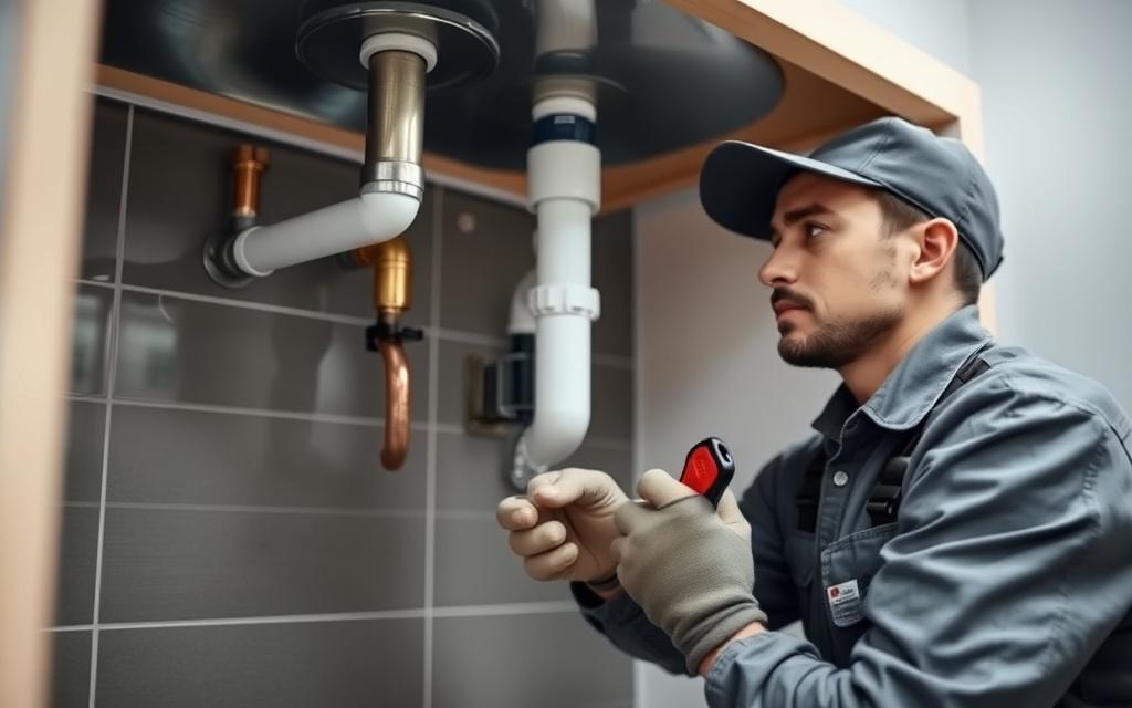 New piping installed under a kitchen cabinet