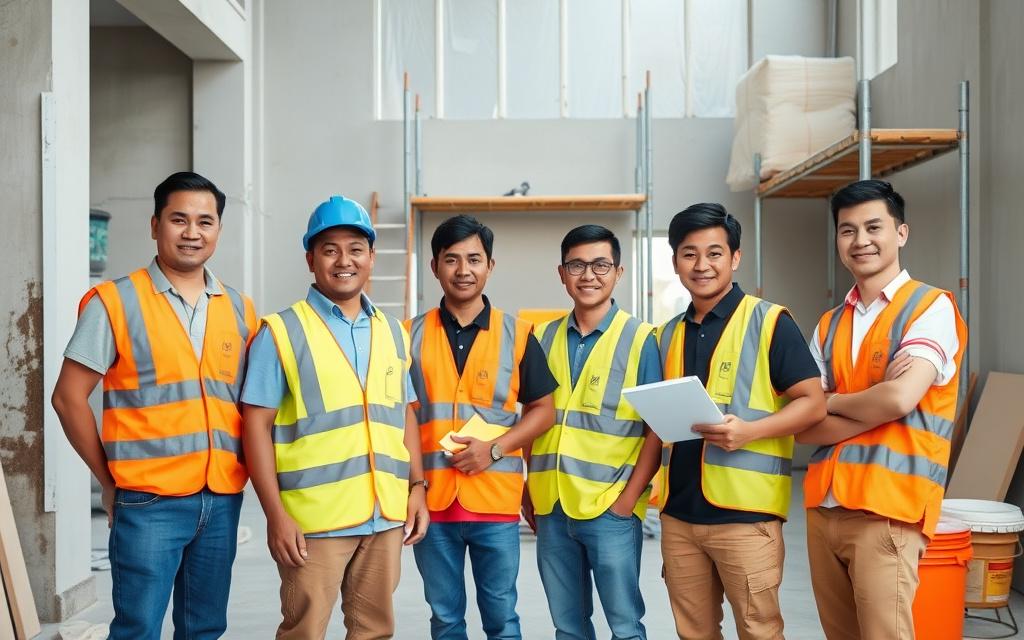The Edgespot Construction crew on a shophouse renovation site
